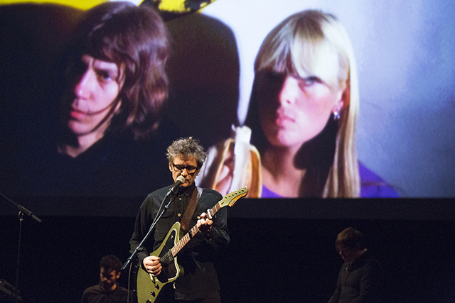 Dean Wareham performing to 'Nico/Antoine' (1966)     16mm film, color, silent, 4.4 minutes at 16fps*     With Antoine (Pierre Antoine Muracciolo), Nico (Photo by Rebecca Greenfield/BAM)