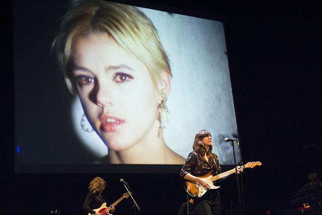 Eleanor Friedberger performing to 'Screen Test: Edie Sedgwick' [ST 310] (1965)     16mm film, color, silent, 4.5 minutes at 16fps (Photo by Eleanor Friedberger)